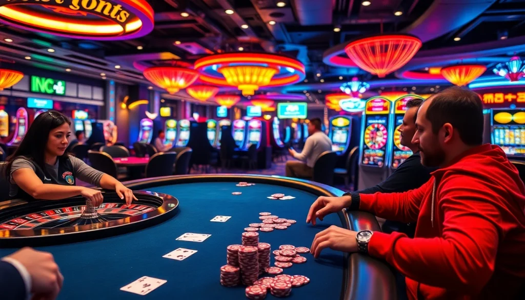 Experience the thrill of gambling at Nohu90, featuring exciting gameplay with cards and roulette wheels.